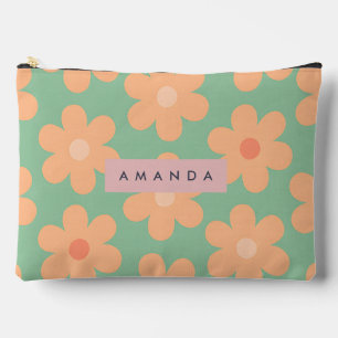 Pochette À Accessoires Fleur personnalisée de marguerite orange rétro