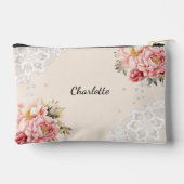 Pochette À Accessoires Fleur rose dentelle pêche beige (Verso)
