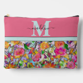 Pochette À Accessoires Fleur rose et orange personnalisée (Recto)