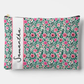 Pochette À Accessoires Fleur rose et verte personnalisée (Recto)