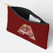 Pochette À Accessoires Fleur Rustique Initiale A Bourgogne (Ouvrir)