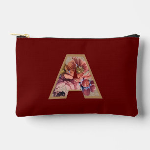 Pochette À Accessoires Fleur Rustique Initiale A Bourgogne