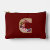 Pochette À Accessoires Fleur Rustique Initiale C Bourgogne (Recto)