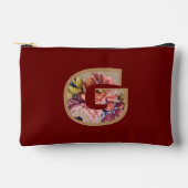 Pochette À Accessoires Fleur Rustique initiale G Bourgogne (Recto)