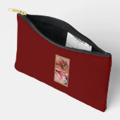 Pochette À Accessoires Fleur Rustique Initiale I Bourgogne (Ouvrir)