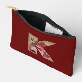 Pochette À Accessoires Fleur Rustique Initiale K Bourgogne (Ouvrir)