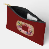 Pochette À Accessoires Fleur Rustique Initiale O Bourgogne (Ouvrir)
