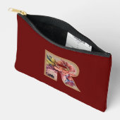 Pochette À Accessoires Fleur Rustique Initiale R Bourgogne (Ouvrir)