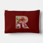 Pochette À Accessoires Fleur Rustique Initiale R Bourgogne (Recto)