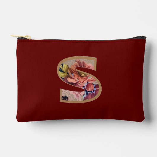 Pochette À Accessoires Fleur Rustique Initiale S Bourgogne (Recto)