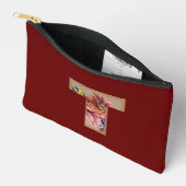 Pochette À Accessoires Fleur Rustique initiale T Bourgogne (Ouvrir)