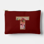 Pochette À Accessoires Fleur Rustique initiale T Bourgogne (Recto)