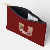 Pochette À Accessoires Fleur Rustique initiale U Bourgogne (Ouvrir)