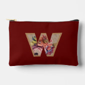 Pochette À Accessoires Fleur Rustique Initiale W Bourgogne (Recto)