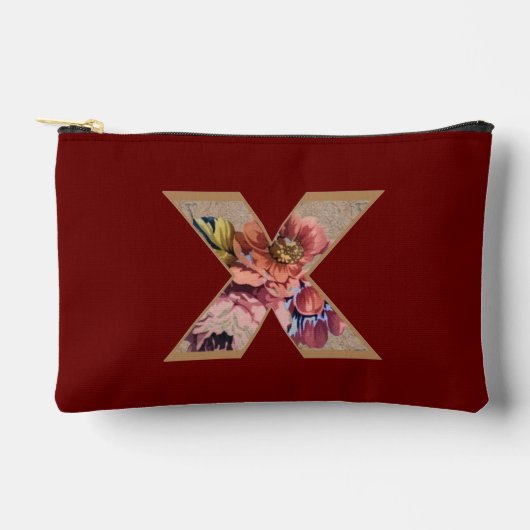 Pochette À Accessoires Fleur Rustique Initiale X Bourgogne (Recto)