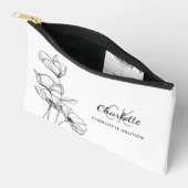 Pochette À Accessoires Fleur sauvage art simple nom monogramme (Ouvrir)