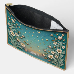 Pochette À Accessoires Fleur sauvage Whimsical Soirée Turquoise Prism Lar