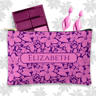 Pochette À Accessoires Fleur tropicale monochrome violette