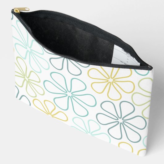 Pochette À Accessoires Fleurs Abstraites Teals Lime jaune Blanc (Ouvrir)