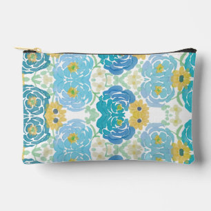 Pochette À Accessoires Fleurs aquarelles bleues et jaunes