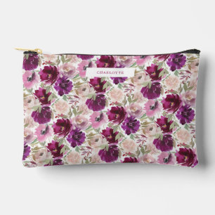 Pochette À Accessoires Fleurs aquarelles rose magenta