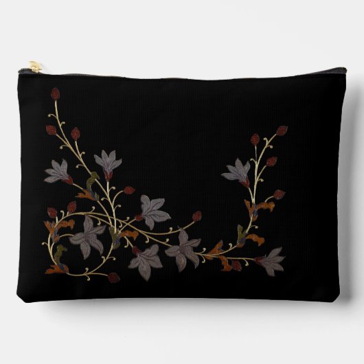 Pochette À Accessoires Fleurs Art Déco sur fond noir (Recto)