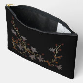 Pochette À Accessoires Fleurs Art Déco sur fond noir (Ouvrir)