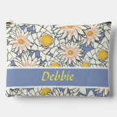 Pochette À Accessoires Fleurs blanches en bleu (Recto)