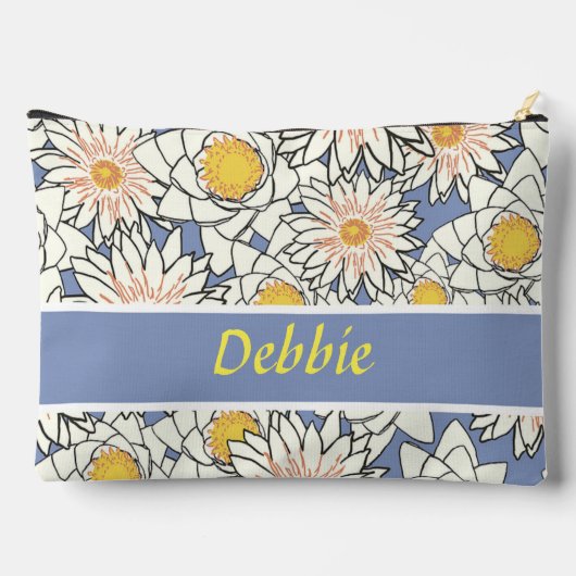 Pochette À Accessoires Fleurs blanches en bleu (Verso)