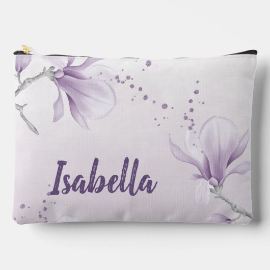 Pochette À Accessoires fleurs blanches violettes romantique (Recto)