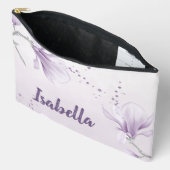 Pochette À Accessoires fleurs blanches violettes romantique (Ouvrir)