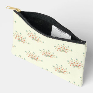 Pochette À Accessoires Fleurs Bleues, Fleurs Rouges, Motif De Fleurs