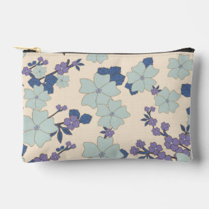 Pochette À Accessoires Fleurs Bleues, Fleurs Violettes, Motif Floral