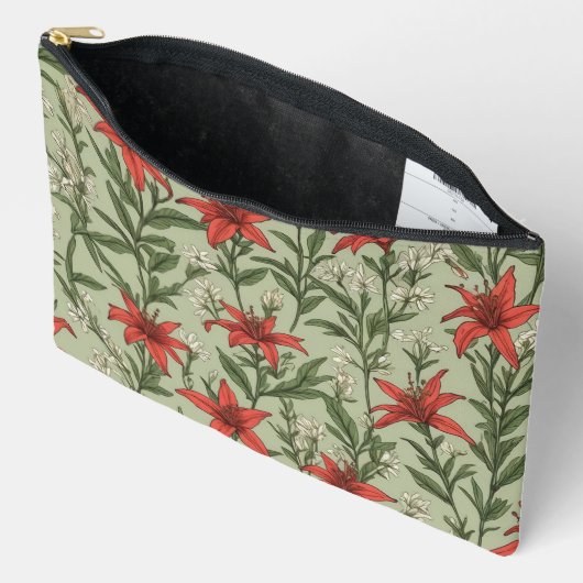 Pochette À Accessoires Fleurs cardinales et motif feuille (Ouvrir)