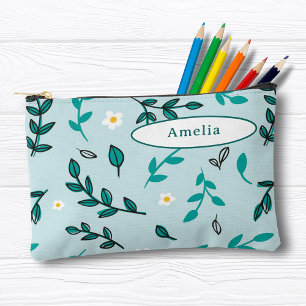 Pochette À Accessoires Fleurs colorées mignonnes Feuille Coque crayon ble