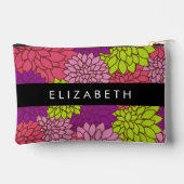 Pochette À Accessoires Fleurs Dahlia, Fleurs Colorées, Votre Nom (Verso)