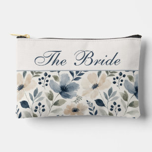 Pochette À Accessoires Fleurs d'aquarelle élégantes bleu crème floral