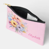 Pochette À Accessoires Fleurs de gerbera ajoutent un nom rose (Ouvrir)