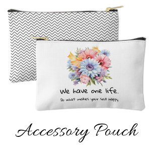 Pochette À Accessoires Fleurs de gerbera mots positifs blancs