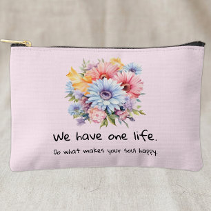 Pochette À Accessoires Fleurs de gerbera mots positifs rose
