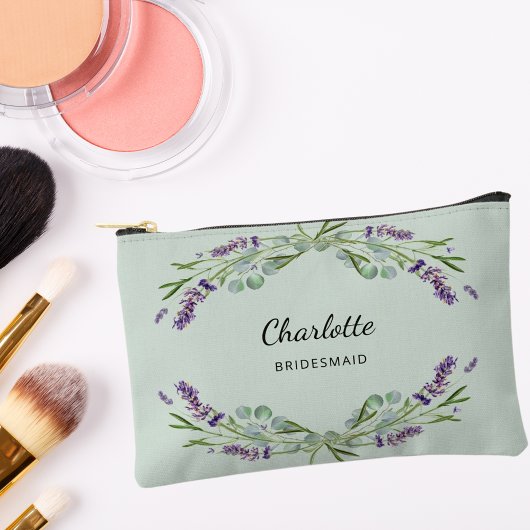 Pochette À Accessoires Fleurs de lavande sage vert bridesmaid