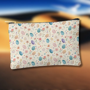Pochette À Accessoires Fleurs de Pâques aquarelles vintage feuilles œufs