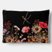 Pochette À Accessoires Fleurs de printemps brillantes sur monogramme noir (Recto)