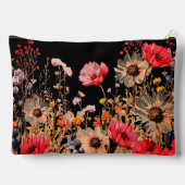 Pochette À Accessoires Fleurs de printemps brillantes sur monogramme noir (Verso)