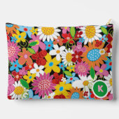 Pochette À Accessoires Fleurs de printemps colorées Whimsical Monogramme  (Verso)
