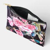 Pochette À Accessoires Fleurs de rose chou rose motif aquarelle filles (Ouvrir)