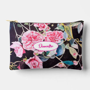 Pochette À Accessoires Fleurs de rose chou rose motif aquarelle filles