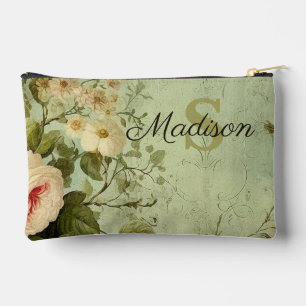 Pochette À Accessoires Fleurs de rose de verdure vintage