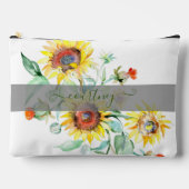 Pochette À Accessoires Fleurs de soleil aquarelles personnalisées (Recto)