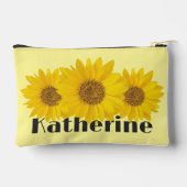 Pochette À Accessoires Fleurs de soleil jaunes Nom personnalisé (Verso)